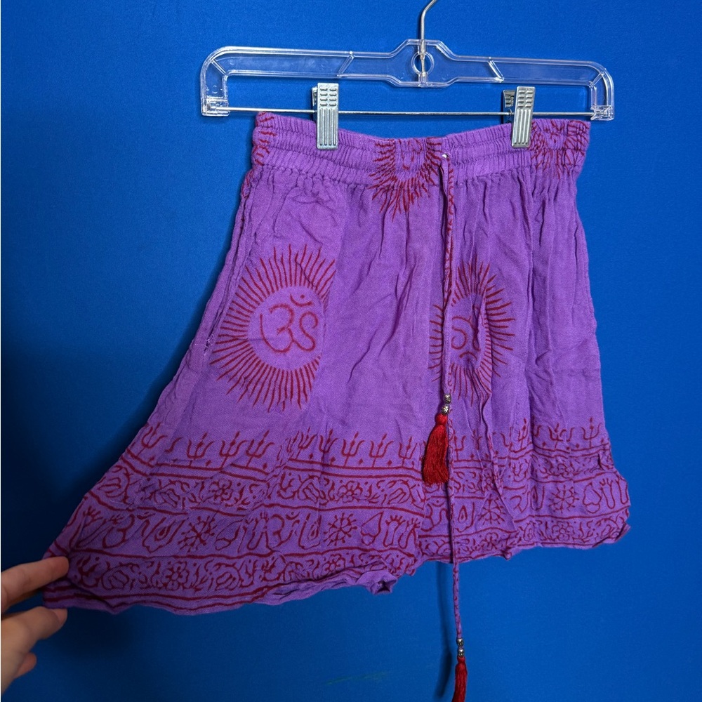 Purple Bohemian Embroidered Shorts